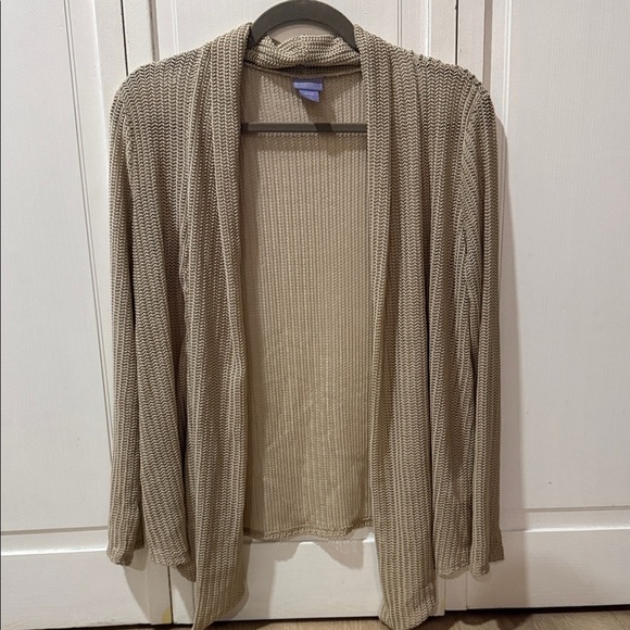 Laura Scott Sweaters - 2 Cardigans Laura Scott Taupe Open-Front Lightweight and black Uniqlo Size Large